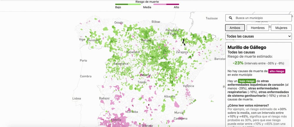 The mortality map of Spain at an unprecedented level of detail.